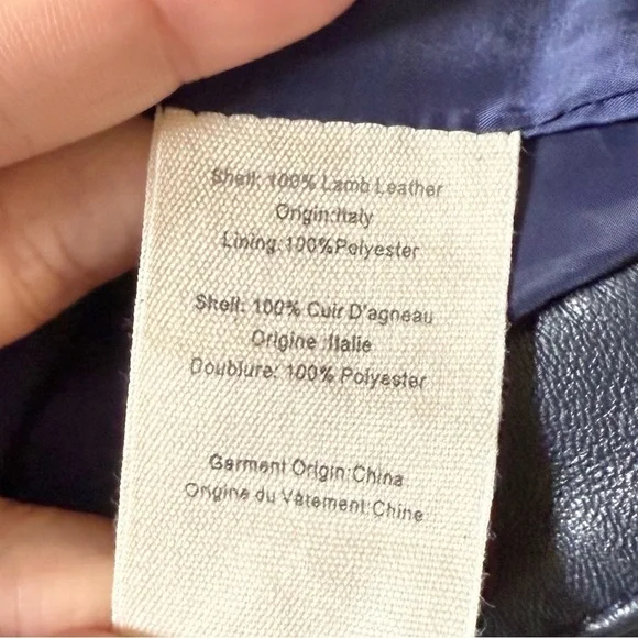 L’AGENCE Jayde Collarless Leather Jacket Midnight Sz 4 - Picture 11 of 13